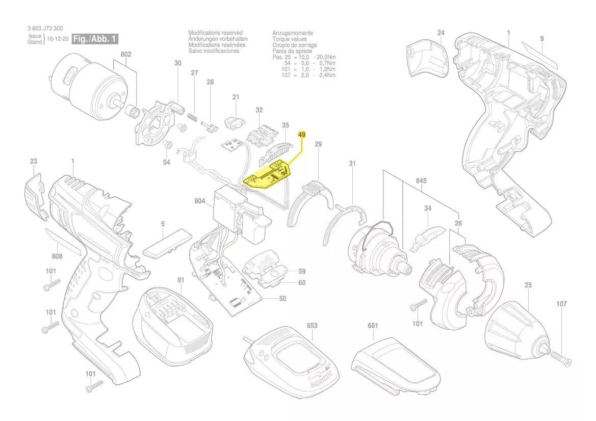 Platine préselection régime PSR 14,4 LI-2 / PSR 18 LI-2